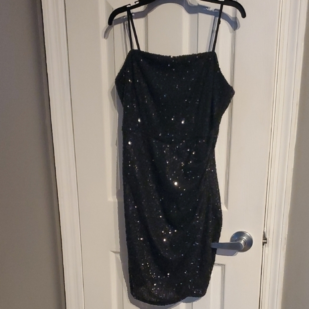 Honey and Rosie Sparkling Black Mini Dress